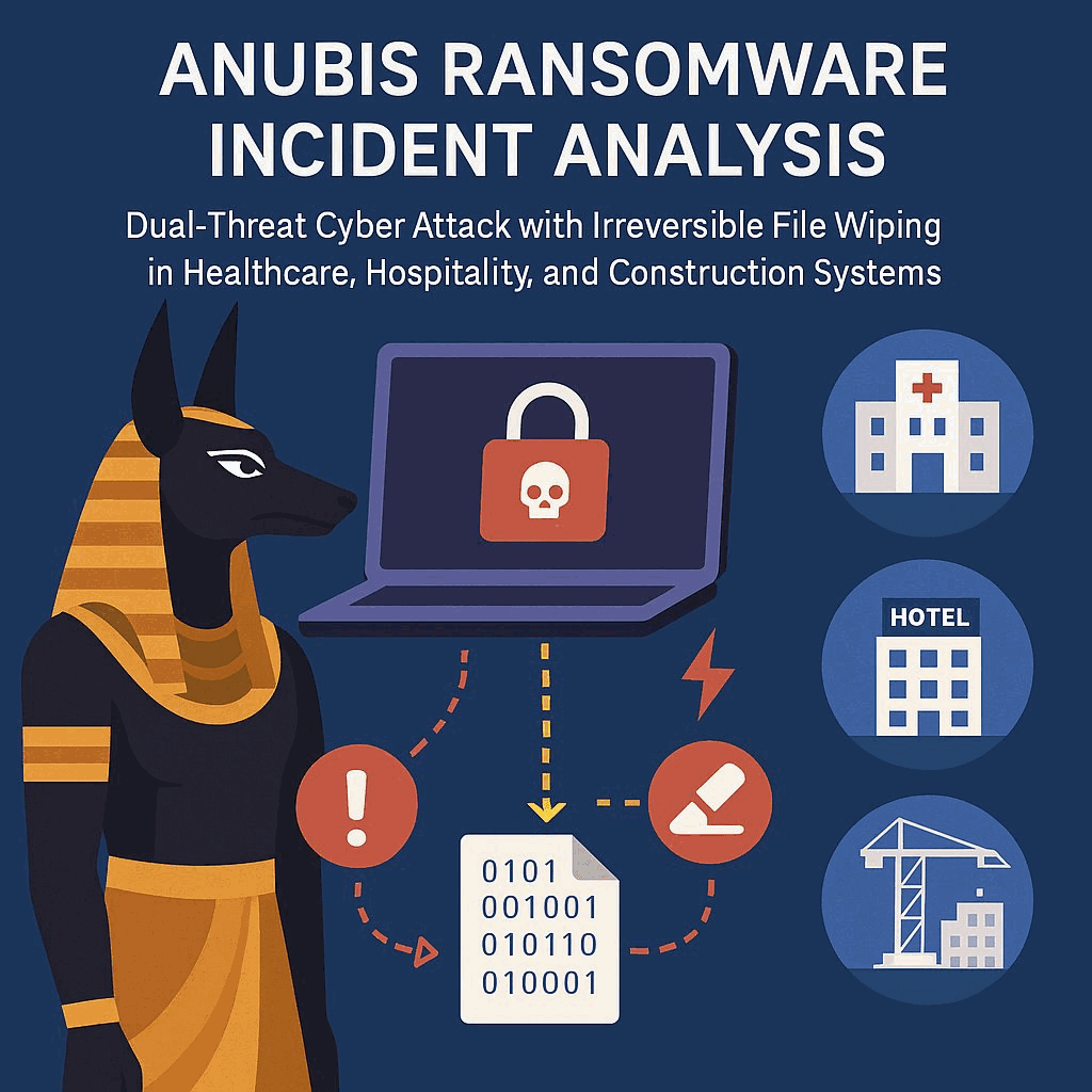 Anubis Ransomware Incident Analysis: Dual-Threat Cyber Attack with Irreversible File Wiping in Healthcare, Hospitality, and Construction Systems