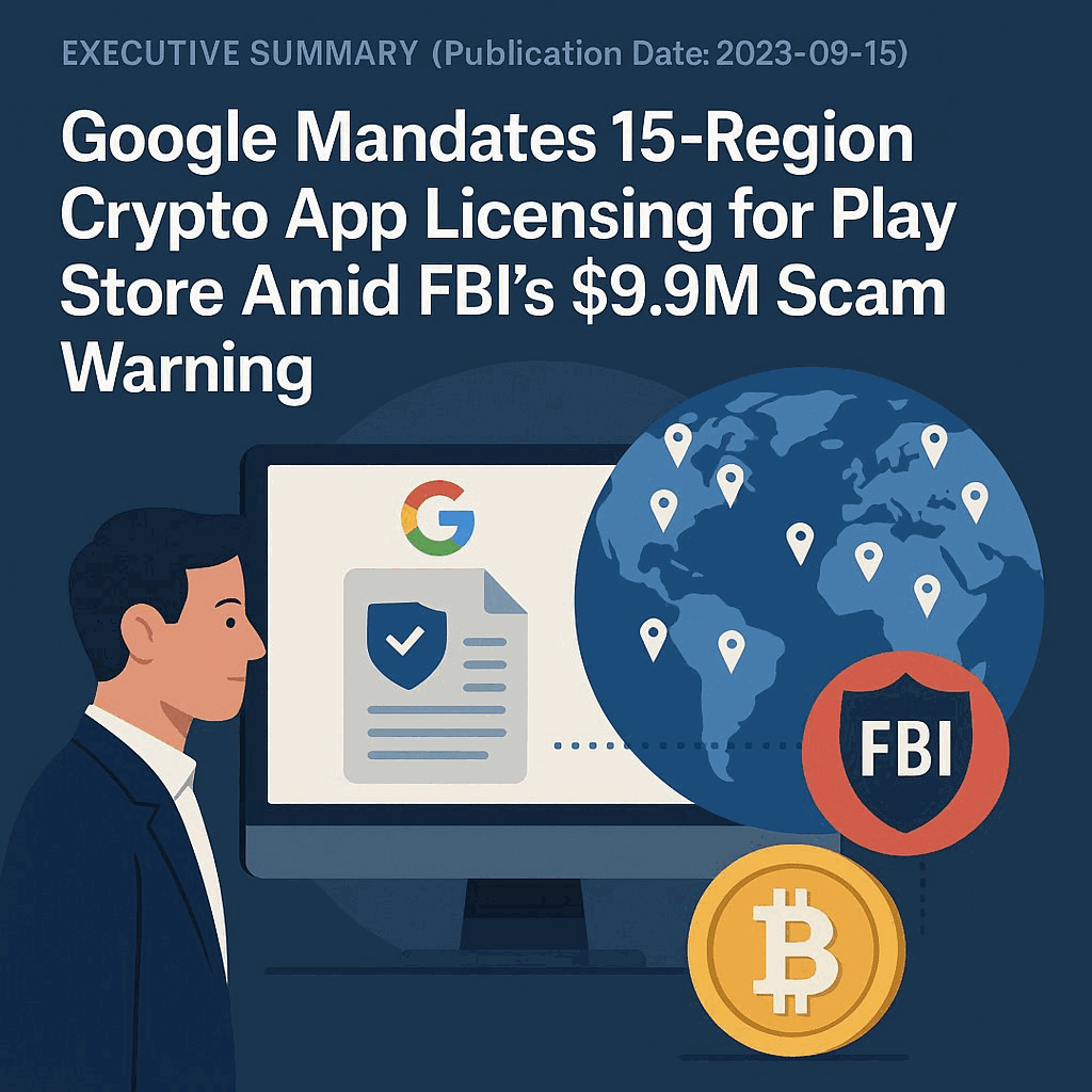 Google Mandates 15-Region Crypto App Licensing for Play Store Amid FBI's $9.9M Scam Warning